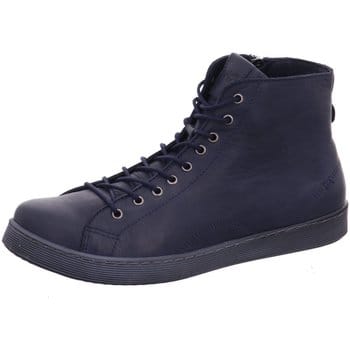 Andrea Conti Dames Leren High -Top Sneaker 03449000-017 D. Blue