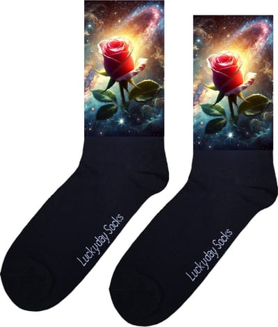 Roos - Valentijn sokken - Valentijns Cadeau - Grappige sokken - Leuke sokken - Hem Haar sokken - Space - Heelal - Vrolijke sokken - Vaderdag - Moederdag - Verjaardag cadeau - Kerst cadeau - Leuk Cadeau - Speciaal cadeau - Socks maken Happy - 37-44