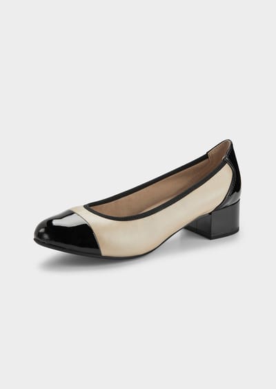 Elegante pumps met lakleren accenten - gebroken wit / zwart - Gr. 36 van Goldner Fashion