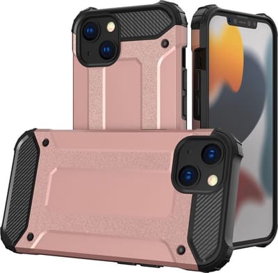 LuxeBass Hoesje geschikt voor Apple iPhone 14 - RoseGoud - Armor case