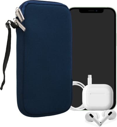 kwmobile telefoontasje universeel geschikt voor XXL - 7" smartphones - 17,7 x 8,5 cm - Hoesje met rits en polslusje -In marineblauw -