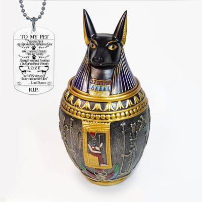 Dailygoods- Begrafenisurn Handgemaakt - Decoratieve Urn - Huisdieren Urn - Honden/Katten Urn - Egyptisch Ornament - Medium/Groot Formaat - Huisdierenurn