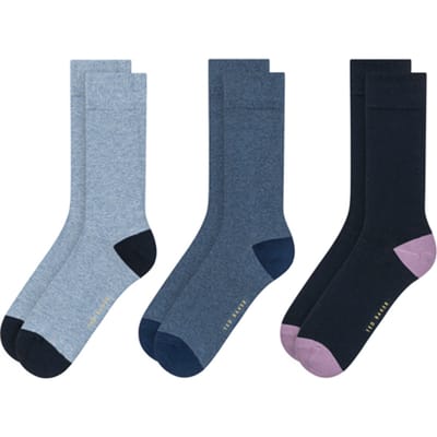 Ted Baker 3pk Mens Non Terry Crew Blue Maat: OS | Sokken Outlet | Heren | Zwart