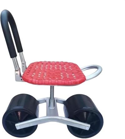 Tuinstoel met wielen - Rollende werkstoel - Comfortabel tuinieren - 360 graden draaibaar - 23-35 cm hoogte - Rood