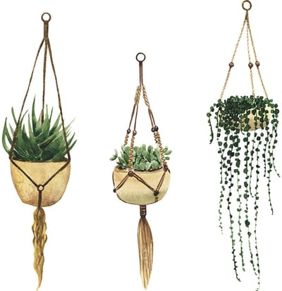 Dailygoods- Muursticker Hangende Planten - Wanddecoratie Woonkamer - Wanddecoratie Slaapkamer - Wanddecoratie Keuken - Wanddecoratie Nursery - PVC 56 x 59 cm