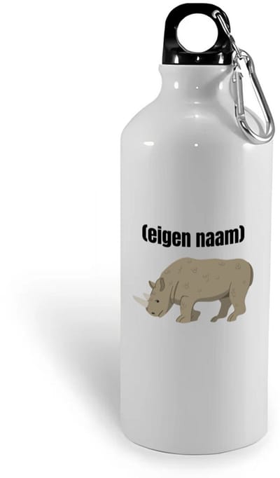 Hacebo® - neushoorn met eigen naam waterfles - Neushoorn - neushoorn liefhebbers - iemand die houdt van neushoorns - verjaardag - cadeau - kado - water fles - 400ML