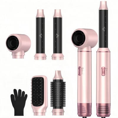 Haarstyler 5-in-1 - Luchtstyler Krultang - Thuis Kapsels Maken - Coanda Technologie - 1000 Watt - Roze