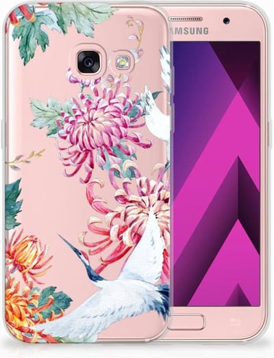 Samsung Galaxy A3 2017 TPU Hoesje Bird Flowers