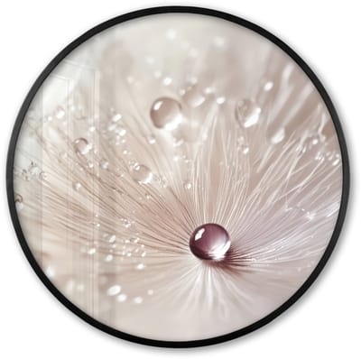 Poster in lijst Rond - Fotolijst 60x60 cm - Posters - Bloem - Abstract - Wit - Water - Natuur - Ronde posterlijst zwart - Decoratie - Wanddecoratie woonkamer - Muurdecoratie slaapkamer