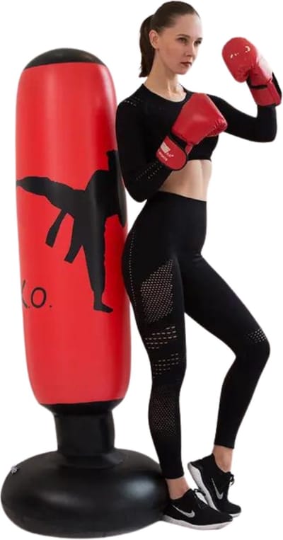 Nivard Bokszak - Bokspaal - Bokszak Ophangsysteem - Volwassenen - Kickboks Zak - Stootzak - Punching Bag - Boxzak - Sport - Opblaasbaar - Rood