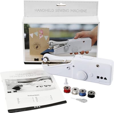 Handnaaimachine, H: 6,7 cm, L: 20,5 cm, B: 3,5 cm, wit, 1 stuk