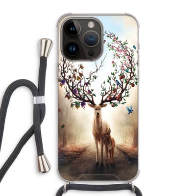 Case Company® - Hoesje met koord geschikt voor iPhone 14 Pro Max hoesje met Koord - Seasons Change - Telefoonhoesje met Zwart Koord - Bescherming aan alle Kanten en Over de Schermrand