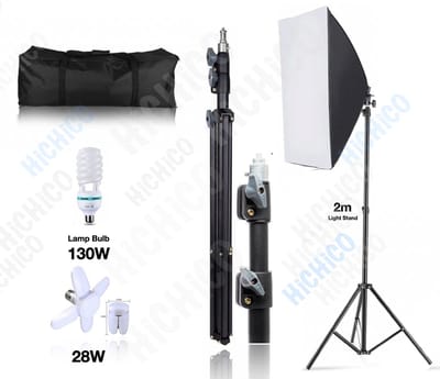 Professionele Softbox fotostudio set HiCHiCO® - Studiolampen - Studioflitsers - Foto Studio Verlichting Kit, Achtergrond Support System Softbox Paraplu tripod Stand 210Cm - fotolamp fotografie softbox - 1x 135w, 1x 28w LED-Verlichting - Fotostudioset