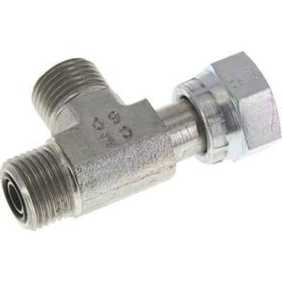 UN 11/16''-16 F/M Verzinkt Stalen T-stuk ORFS met wartelmoer 630 Bar - Hydrauliek - FL3T-FM-EZ-011U