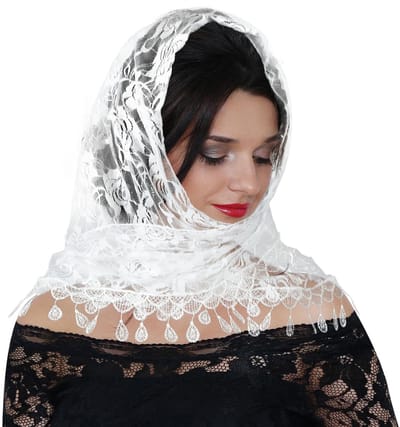Dailygoods- Bruidsluier Kant - Hoofddoek - Sjaal - Hoofddeksel - 50 x 50 cm - Geschikt voor feesten