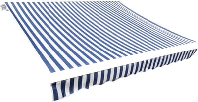 Vervangingsdoek Zonnescherm - 3,5 x 2,5 m - Blauw & Wit Gestreept - Inclusief Volant - PU-gecoat Polyester - UV-bestendig & Waterafstotend - Exclusief Frame