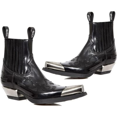 Spaanse Trendy Mannen Punk Chelsea Herfst en Winter Nieuwe Westerse Cowboy Dames Hoge Hak Vierkante Neus Korte Laarzen 39 black