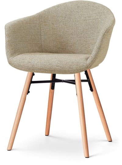 Nolon Nena-Otis Eetkamerstoel Taupe Melange - Houten Onderstel - Met Armleuningen - Stof - Design - Scandinavisch - Comfortabel