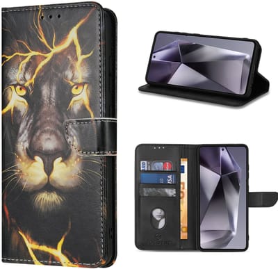 Multimedia & Accessoires Lederen Book Case Hoesje geschikt voor Samsung Galaxy A56 5G/Samsung Galaxy A36 5G – Leeuwprint – Zwart -Telefoonhoesje – Met Stand – Kaarthouder – Pasjes Houder – Magneet Sluiting – Bookcase