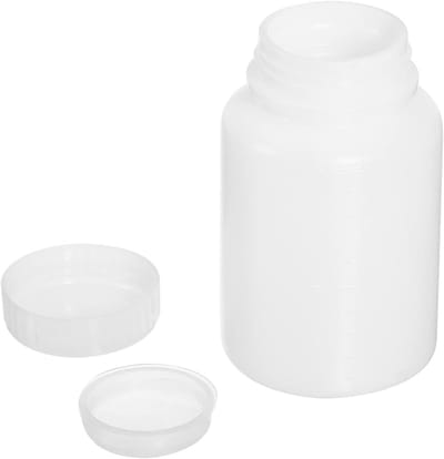 Chemical Storage Bottle - Brede Opening Plastic Container voor Chemische Reagentia, Ideaal voor Laboratoria, Winkels en Fabrieken (Wit, 100-ML)