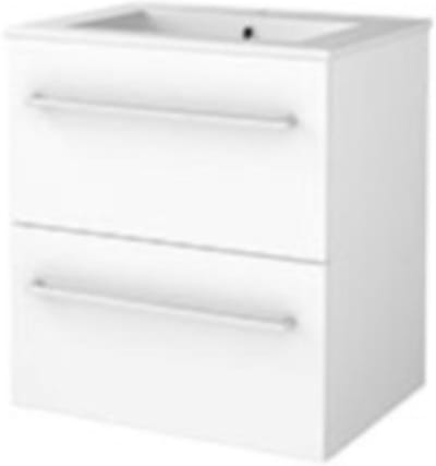Basic-Line Start 46 Badkamermeubelset - 60 x 46 cm - Met Grepen - 2 Lades - Keramische Wastafel - 1 Kraangat - Ice White