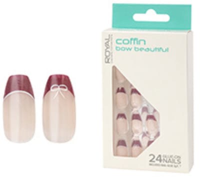 Royal Cosmetics | Salon Nails Coffin Bow Beautiful - incl. nailglue - 24 stuks