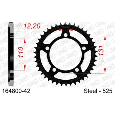 Stalen tandwiel Afam 525 42 dents