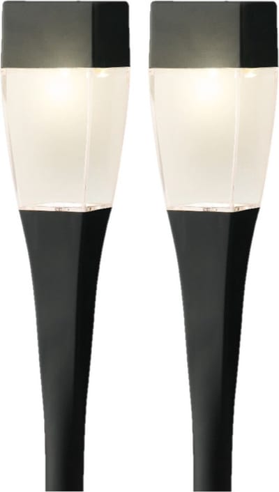 Set van 4x stuks solar tuinlamp/prikspot pilaar op zonne-energie 26 cm - Prikspots tuinverlichting