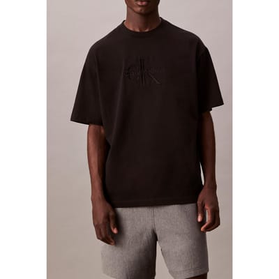 Calvin Klein Short Sleeve Hero Monologo Embroidered 16s Black Taglia: S | Magliette basic Outlet | Uomo | Nero