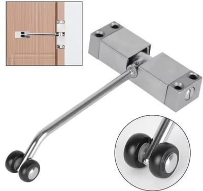 Automatische deurdranger - buiten - tuin deurdranger - met zachte sluiting deurdemper - voor binnen- en buitendeuren - vergrendelingsfunctie voor stormdeuren - duurzaam en eenvoudig te installeren-Vierkant zilver (inclusief alle accessoires)