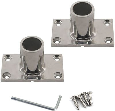 Dailygoods - 316 Roestvrij Stalen Boot Reling Fittingen - 90 Graden Buis Flens Houder (2 Stuks)