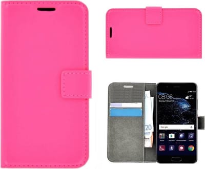 Geschikt voor Huawei P10 Roze effen bookstyle wallet case hoesje