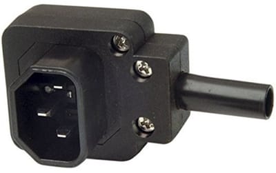 C14 stroomstekker | haaks (naar boven) | zwart