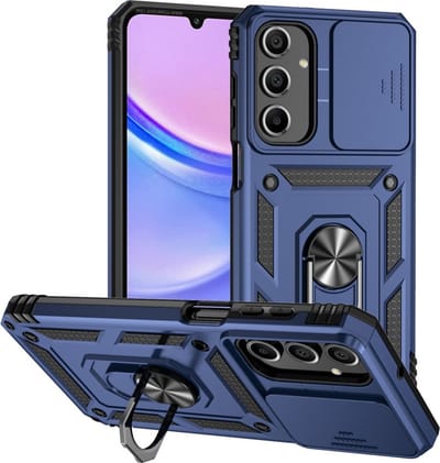 Coverup Hoesje - Geschikt voor Samsung Galaxy A16 Hoesje - Coverup Ring Kickstand Back Cover met Camera Shield - Blauw