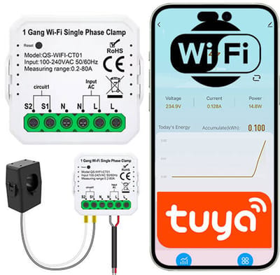 WiFi Energiemeter 80A met Tuya/Smart Life App