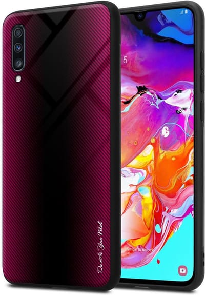 Cadorabo Hoesje geschikt voor Samsung Galaxy A70 / A70s in PAARS ROZE - Beschermhoes gemaakt van TPU silicone Case Cover en achterkant van gehard glas