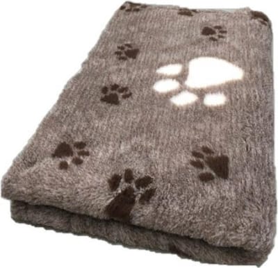 Vetbed - hondendeken Bruin met 3 kleuren. Grote Voetprint .Latex Anti Slip 75x50cm