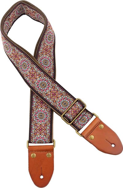 Gitaarband - Gaucho GST-1280-6 - Authentic Deluxe Series - Jacquard weefsel - Suède achterkant - Zwart/Blauw/Rood