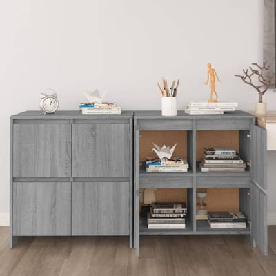 vidaXL - Dressoirs - 2 - st - 70x41x75 - cm - bewerkt - hout - grijs - sonoma - eikenkleur
