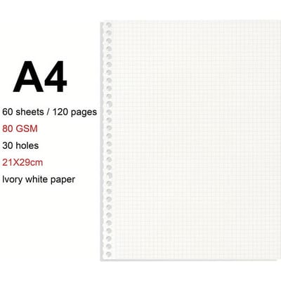 A4/B5/A5 losse blaadjes navulbare bindrug notitieboek blanco/lijn/raster/Cornell vervangbare metalen ring Kantoor- en schoolbenodigdheden Kantoorartikelen