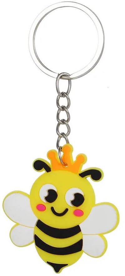 Bijenkoningin Sleutelhanger - Schattige Bij met Kroon - Uitdeelcadeautje Meisjes - Geel & Zwart - 1 Stuks