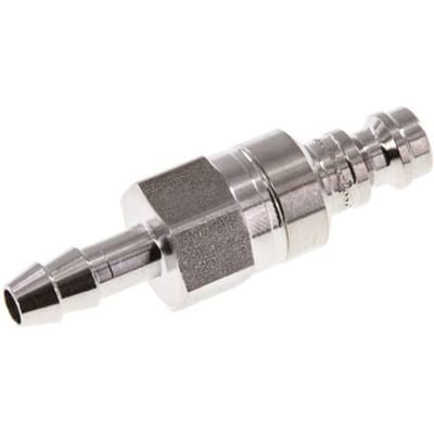 RVS 316L DN 5 Luchtkoppeling Insteeknippel 6 mm Slangpilaar Double Shut-Off