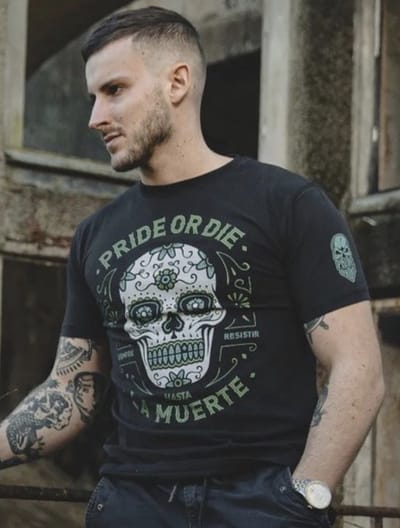 PRiDEorDiE Hasta La Muerte T Shirt Zwart - S