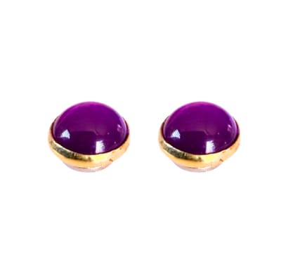 Magneet oorbellen- paars- goudkleur rand- 9 mm- geen gaatjes- Charme Bijoux