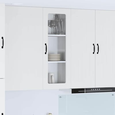 vidaXL - Wandglas - Kasten - LUCCA - Wit - 40 - x - 31 - x - 100 - cm - Bewerkt - hout