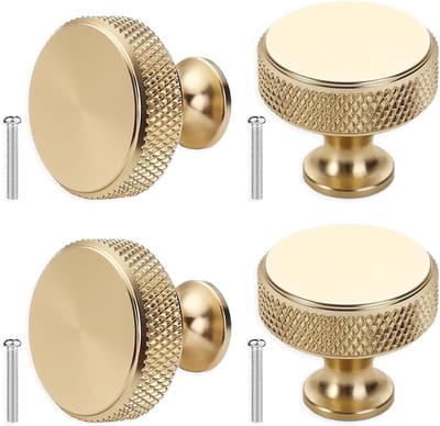 Set van 4 Ronde Deurklinken voor Meubels, 30MM Knoppen voor Keukenkasten, Laden en Kasten (Goud, Aluminium)