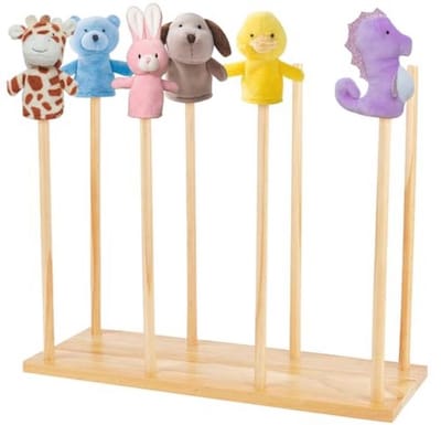 Houten poppenstandaard voor 8 poppen - Decoratieve display houder voor poppen