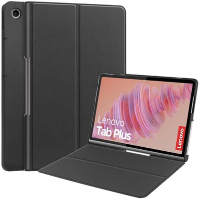 Coverup Tablethoes geschikt voor Lenovo Tab Plus Hoesje - Tri-Fold Book Case met Wake/Sleep - Zwart