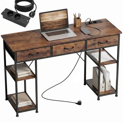 HOMCOM Bureau met planken - Spaanplaat - 120x40x76cm - Rustiek bruin
