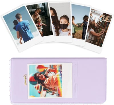 64 Pocket Fotoalbum voor Fujifilm Instax Wide en Polaroid Camera's - 16 Pagina's voor 64 Foto's - Handige Opbergruimte in Paars